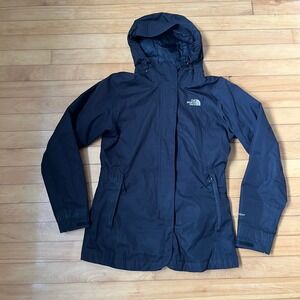 The North Face HyVent Black Insulated Rain Jacket Hooded Parka Womens Small